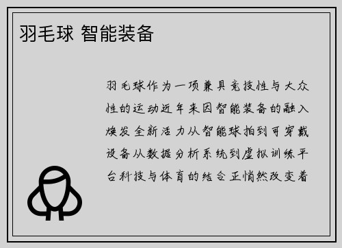 羽毛球 智能装备