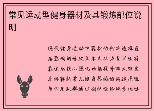 常见运动型健身器材及其锻炼部位说明